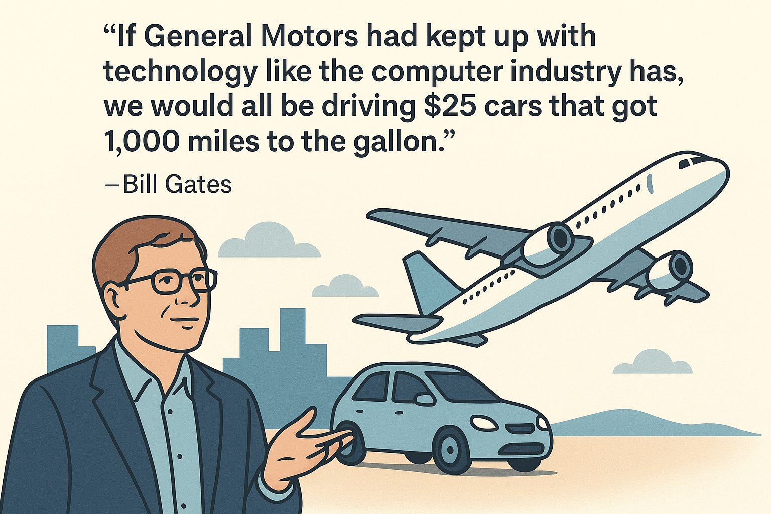 The car industry owes Bill Gates an apology.  Aircraft makers are smarter.